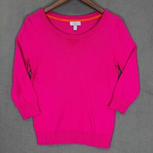 JCP Sweater Women M Pink Cashmere Blend Three Quarter Sleeve Casual Knit Top New